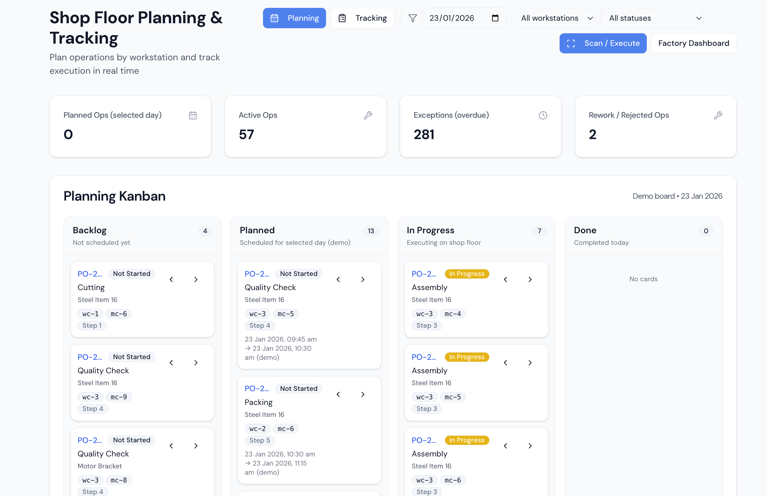 Shop Floor Operations - FactoStack