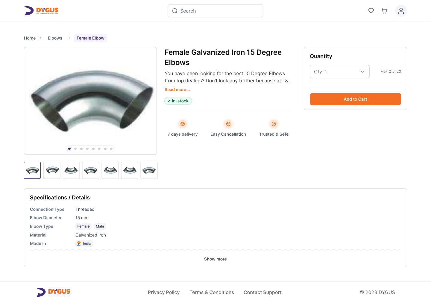 Plumbing Company E-commerce Platform - Product Detail