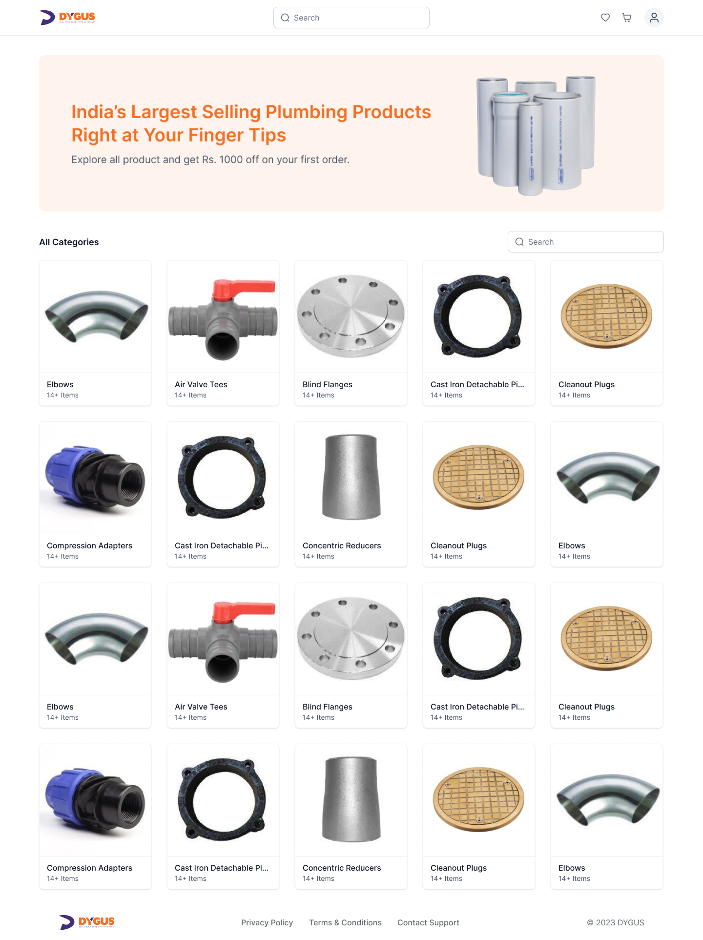 Plumbing Company E-commerce Platform - Homepage